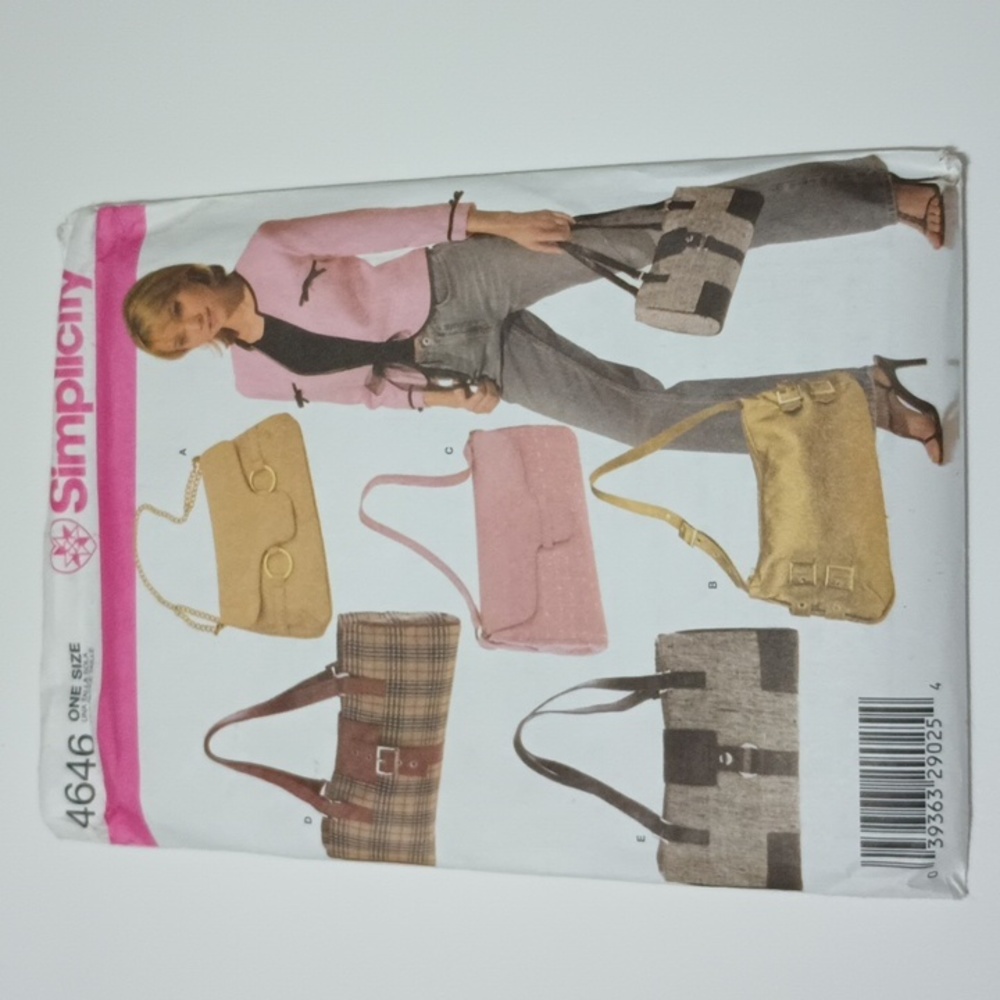 2/$20 Y2K Simplicity 4646 Handbag Sewing Pattern 039363290254 ©2005